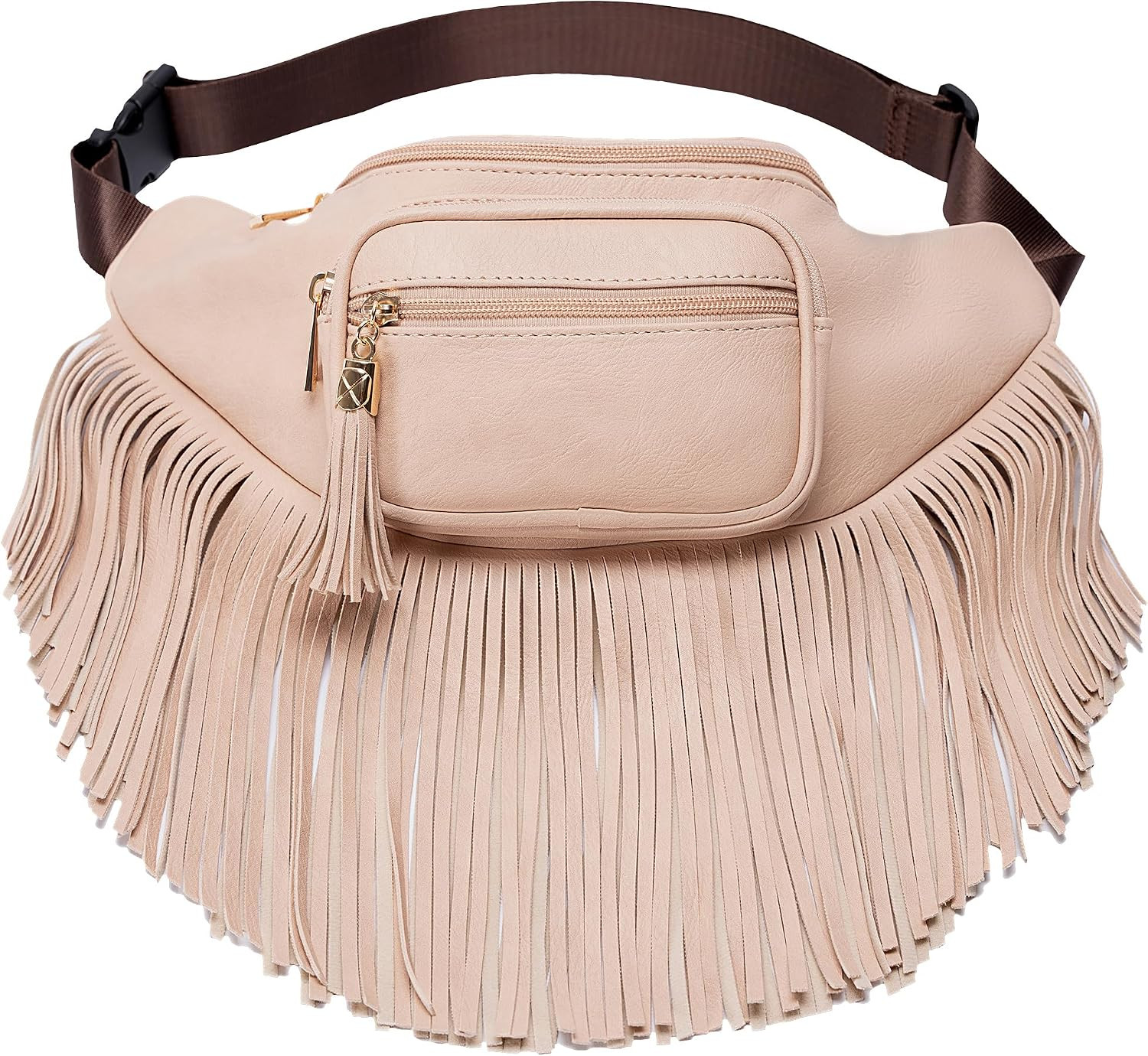 Fringe Waist bag for women with Multi Zipper Pockets | Amazon (US)