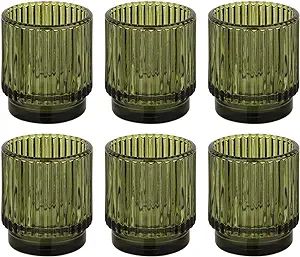 Koyal Wholesale Ribbed Glass Votive Holders (Olive Green, 6) | Amazon (US)