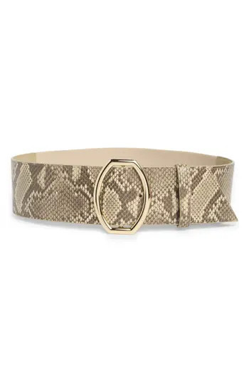 Vince Camuto Snakeskin Print Wide Belt in Taupe at Nordstrom Rack, Size Small/medium | Nordstrom Rack