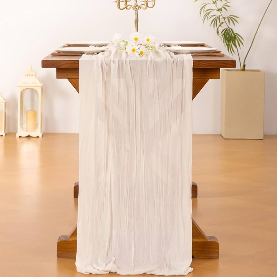 Socomi Ivory White Easter Cheesecloth Table Runner Boho Rustic Gauze 120 inch 10FT Cheese Cloth R... | Amazon (US)