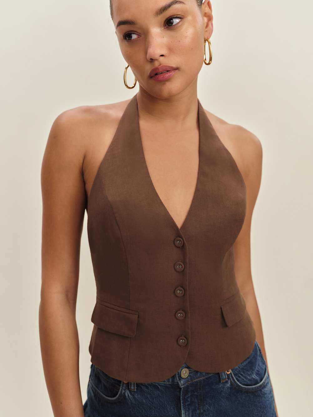 Aida Linen Vest | Reformation (Global)