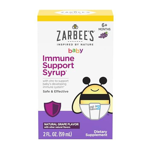Zarbee's Baby Immune Support with Zinc, Baby & Toddler Vitamin 6 Months+, Includes Syringe for Easy & Accurate Dosing, Natural Grape Flavor, 2oz | Amazon (US)