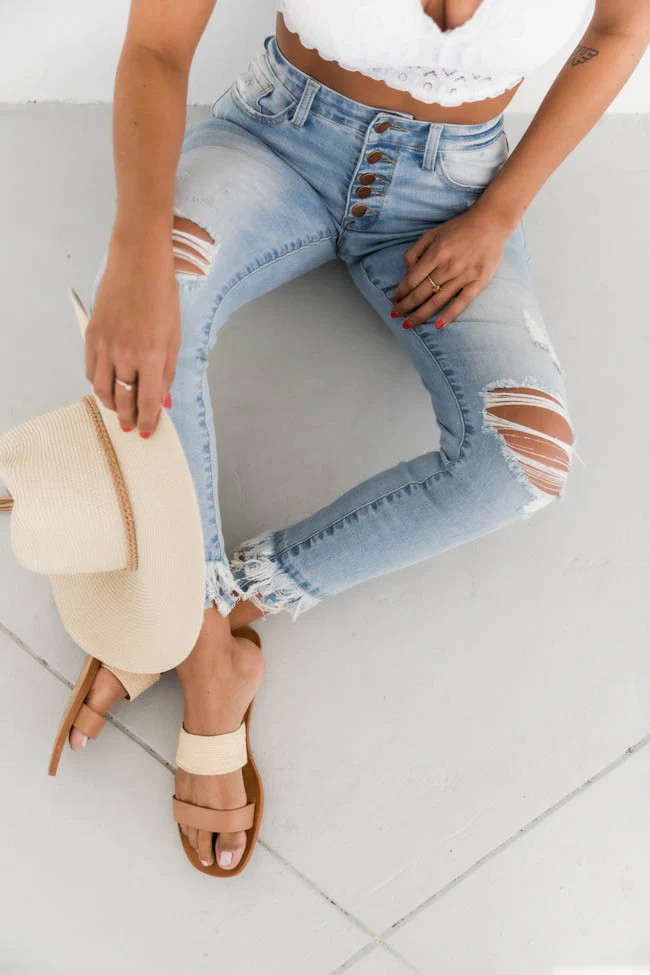 Naomi Distressed Light Wash Jeans | The Pink Lily Boutique