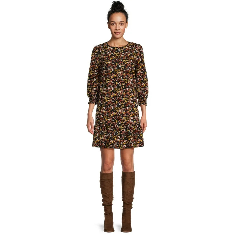 Time and Tru Women's Smocked Sleeve Mini Dress | Walmart (US)