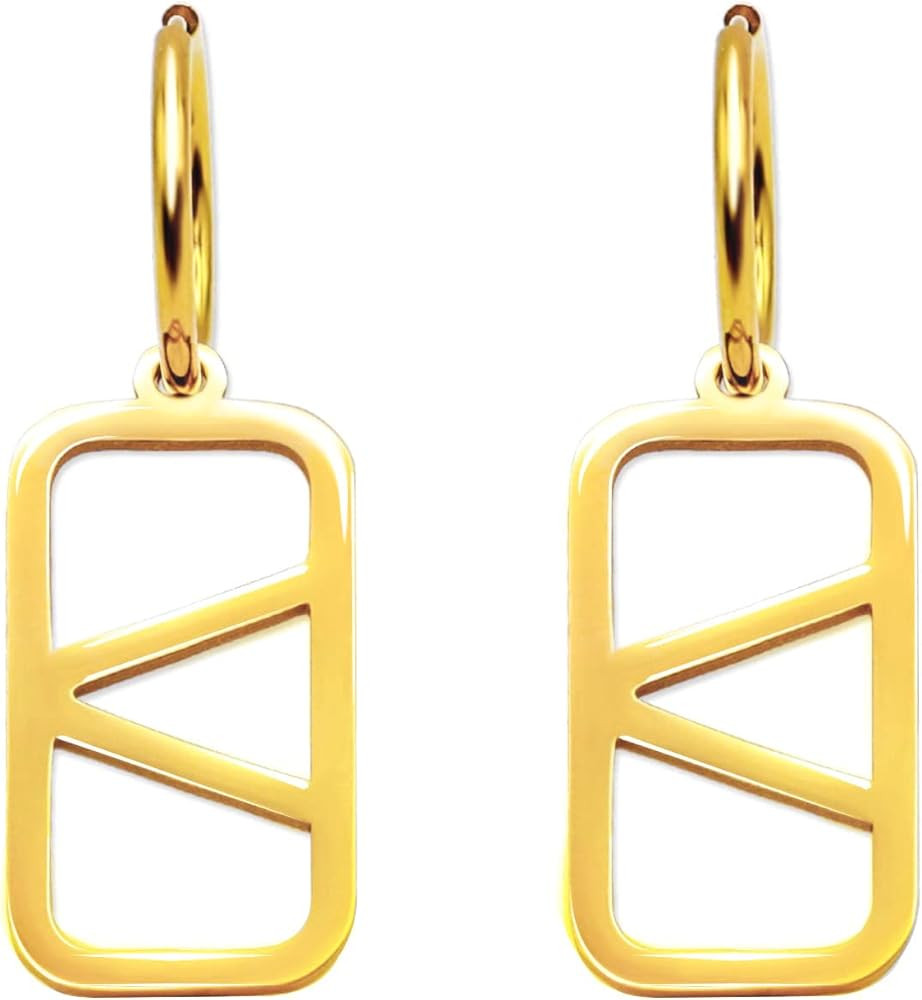 18K Gold Letter Earrings Dangling Initial Earrings for Women Girls,Hypoallergenic 18k Gold Dangle... | Amazon (US)