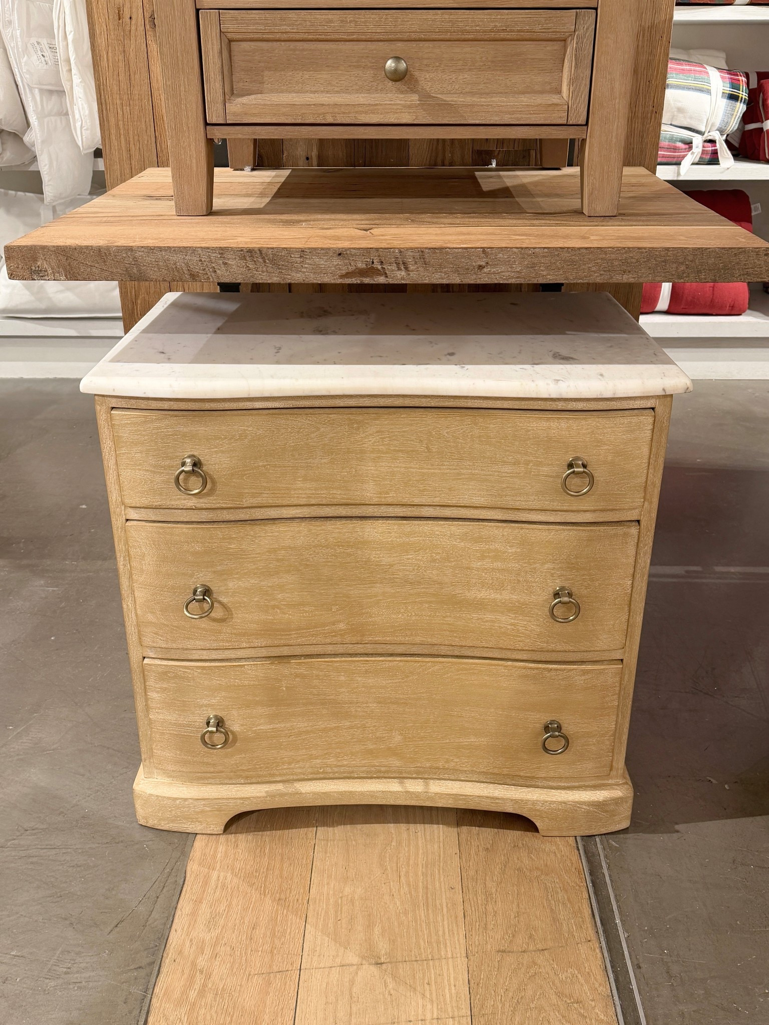 A beautiful bedside upgrade! 💫 The Scarlett Marble Nightstand from Pottery Barn in the Weathered Wheat finish brings such a refined look to the bedroom. 🤍 The warm wood tones paired with the marble top feel elevated yet timeless. ✨ With three spacious drawers and quality craftsmanship, it’s both stylish and practical for keeping bedside essentials neatly tucked away. Linked this nightstand along with coordinating pieces from the Scarlett collection! 🤩 #PotteryBarn #BedroomFurniture #Nightstand

#LTKHome #LTKSaleAlert