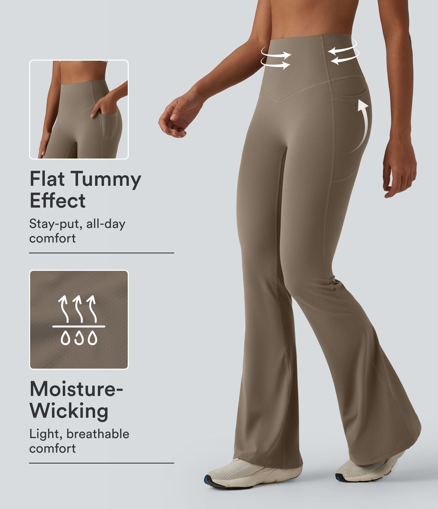 Halara UltraSculpt\u2122 High Waisted Tummy Control Flare Yoga Leggings with Pockets | HALARA