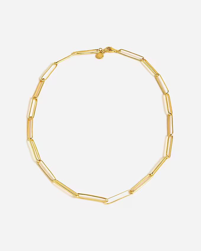 Demi-fine 14k gold-plated short paper-clip necklace | J.Crew US