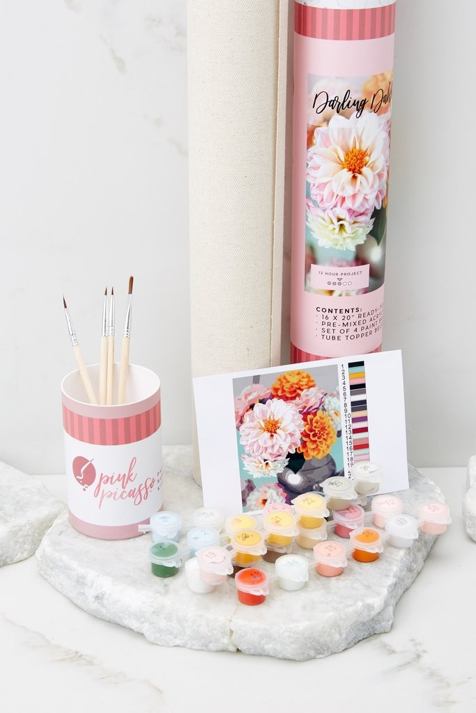 Darling Dahlia Paint By Numbers Kit | Red Dress 