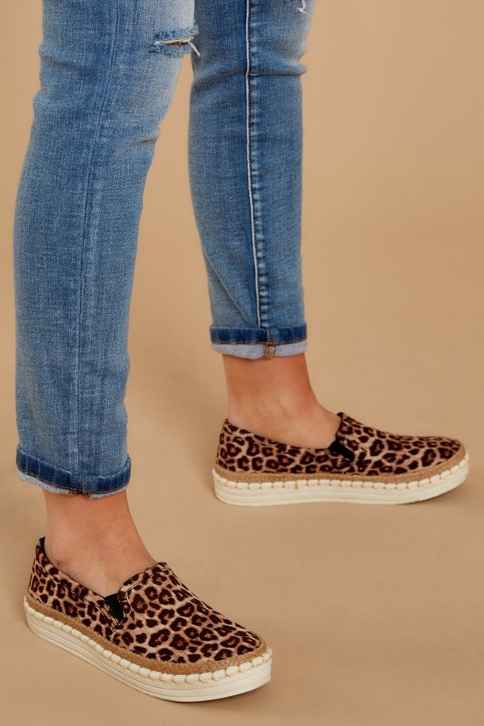 Going Anywhere Leopard Print Slip On Sneakers | Red Dress 
