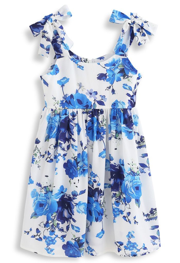 Floral Print Tie Shoulder Midi Dress for Kids | Chicwish