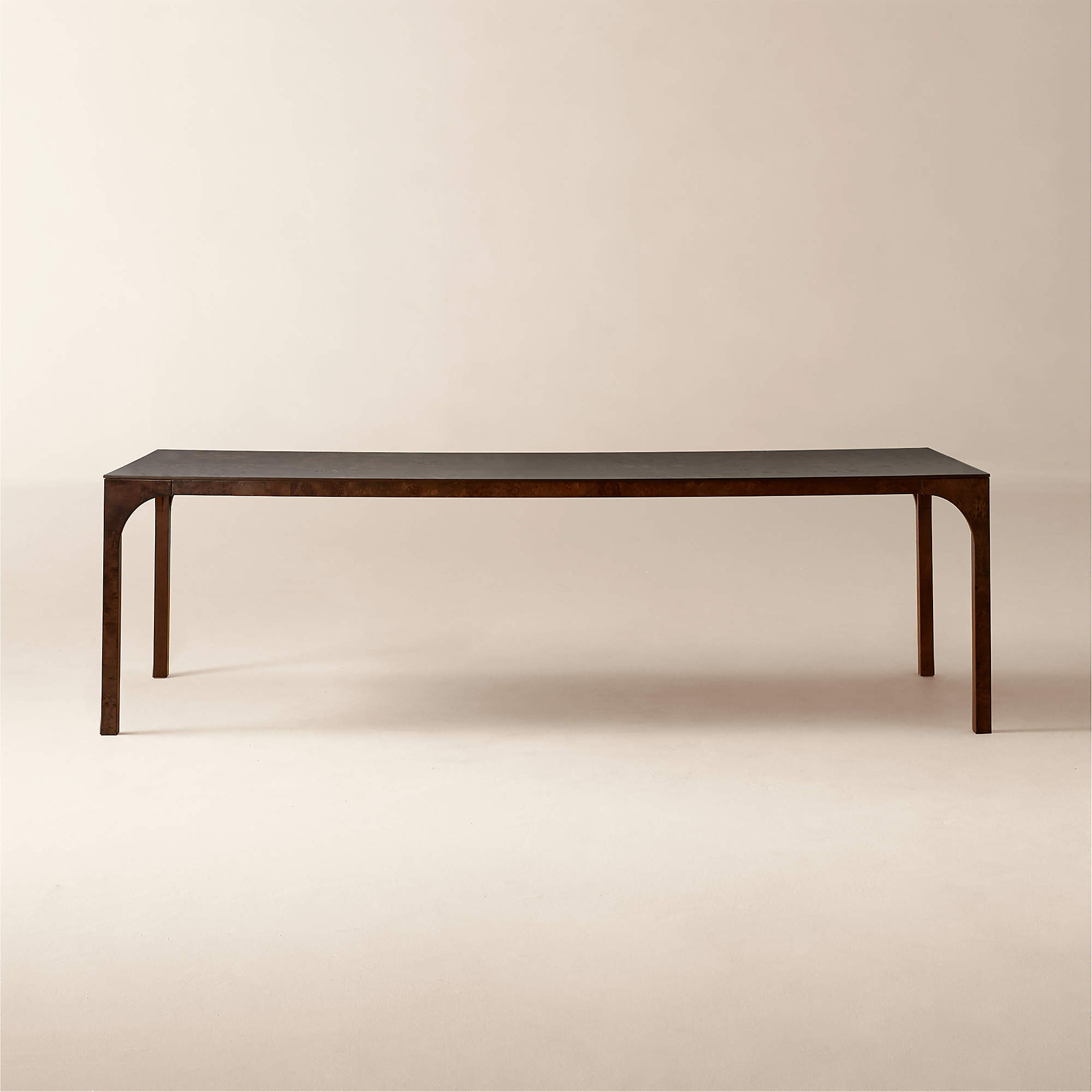 Aqua Virgo 100" Rectangular Dark Burl Wood Dining Table + Reviews | CB2 | CB2