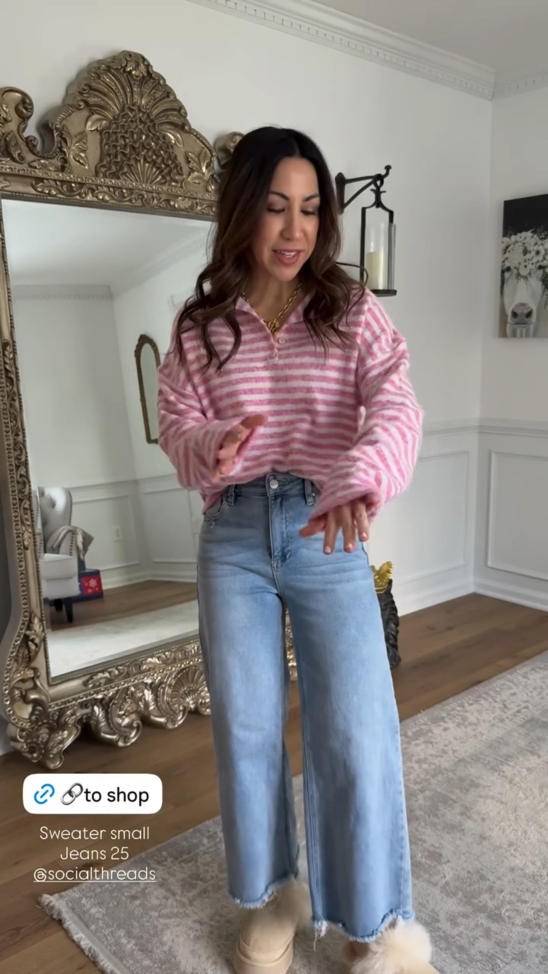 Sweater small, jeans 25. UGGs size up.

#LTKFindsUnder100 #LTKOver40