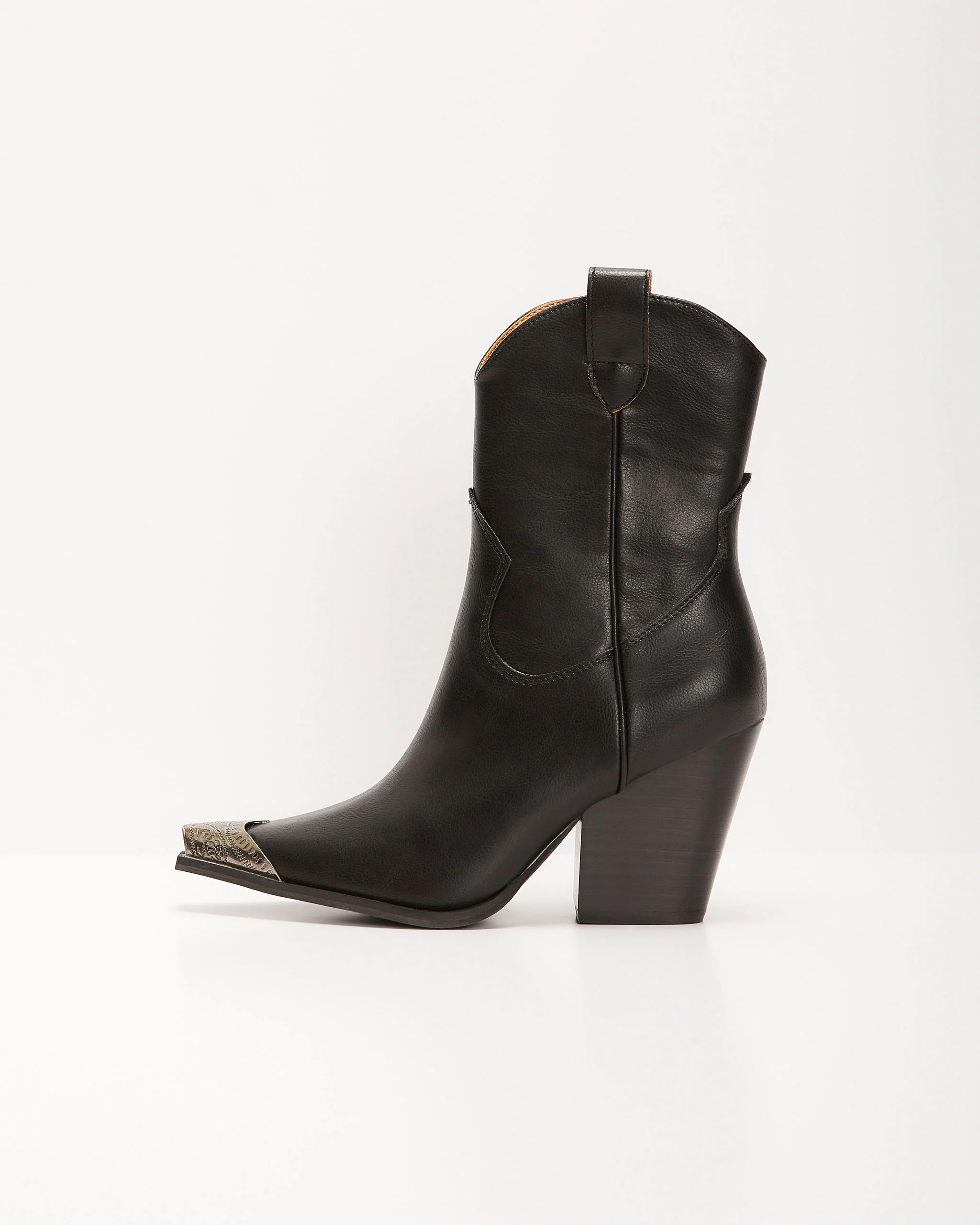 PREORDER - Fitzroy Faux Leather Ankle Western Boots - Black | VICI