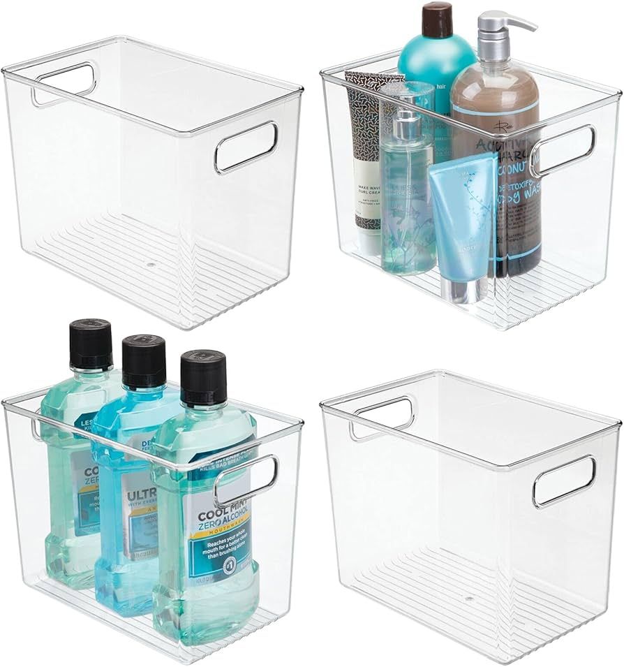mDesign Plastic Deep Bathroom Storage Bin with Handles for Organizing Soaps, Shampoos, Conditione... | Amazon (US)