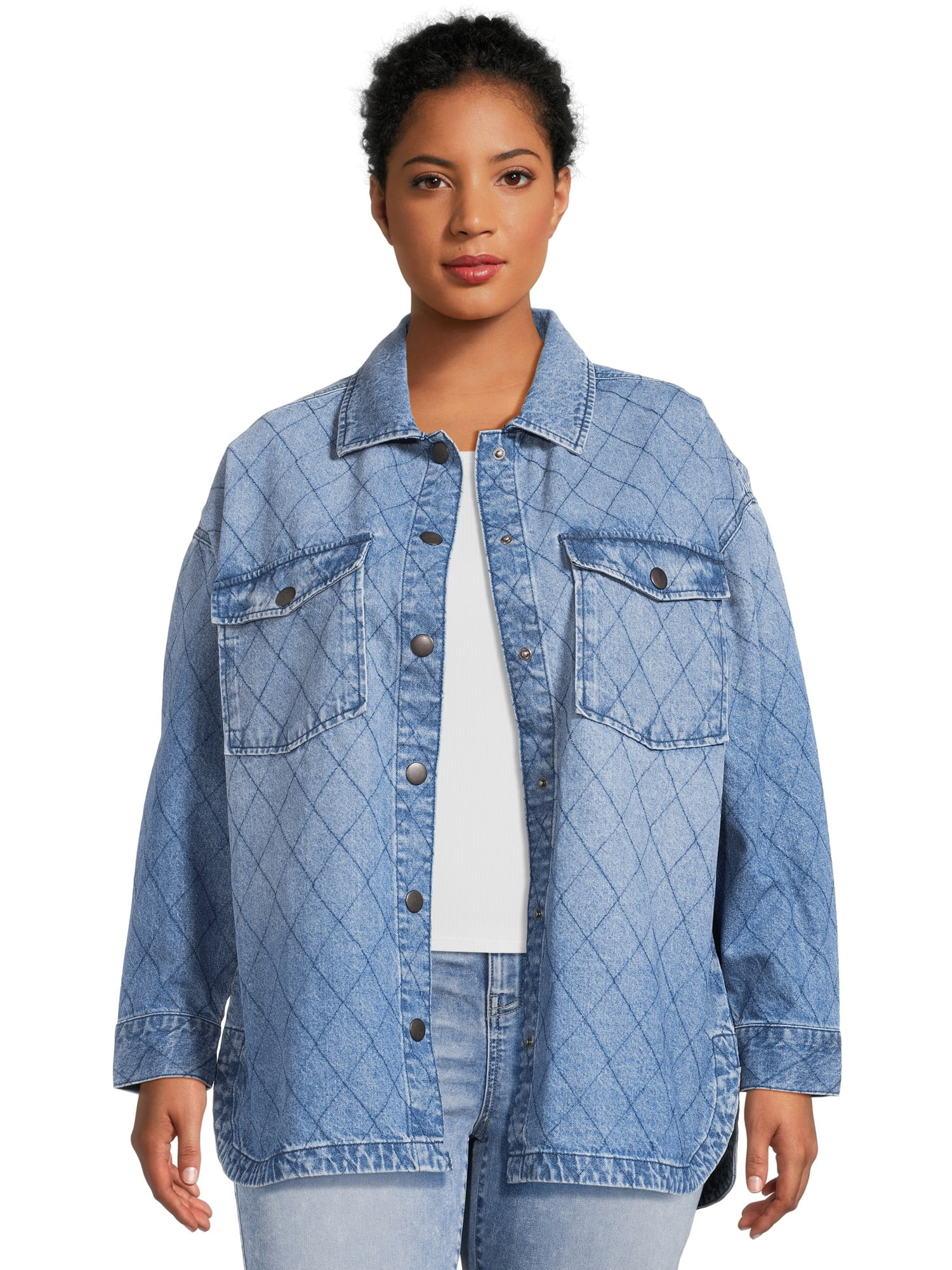 Celebrity Pink Juniors' Plus Size Denim Shacket | Walmart (US)