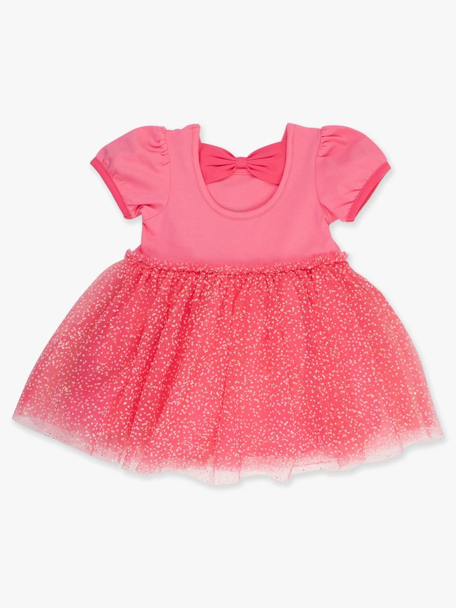 Short Sleeve Princess Bow Twirl Dress | RuffleButts / RuggedButts