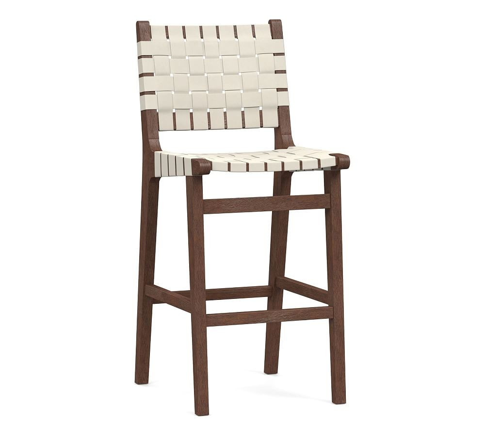 Fenton Leather Bar Height Bar Stool, Coffee Bean Leg, Signature Chalk | Pottery Barn (US)