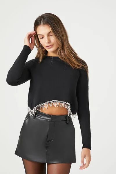 Faux Gem Open-Back Sweater | Forever 21 (US)