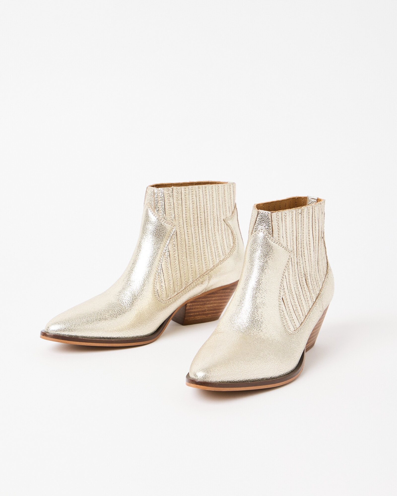 Metallic Gold Leather Ankle Cowboy Boots | Oliver Bonas | Oliver Bonas (Global)
