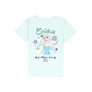 Disney Frozen Elsa Girls Short Sleeve Graphic T-Shirt, Sizes 4-16 | Walmart (US)