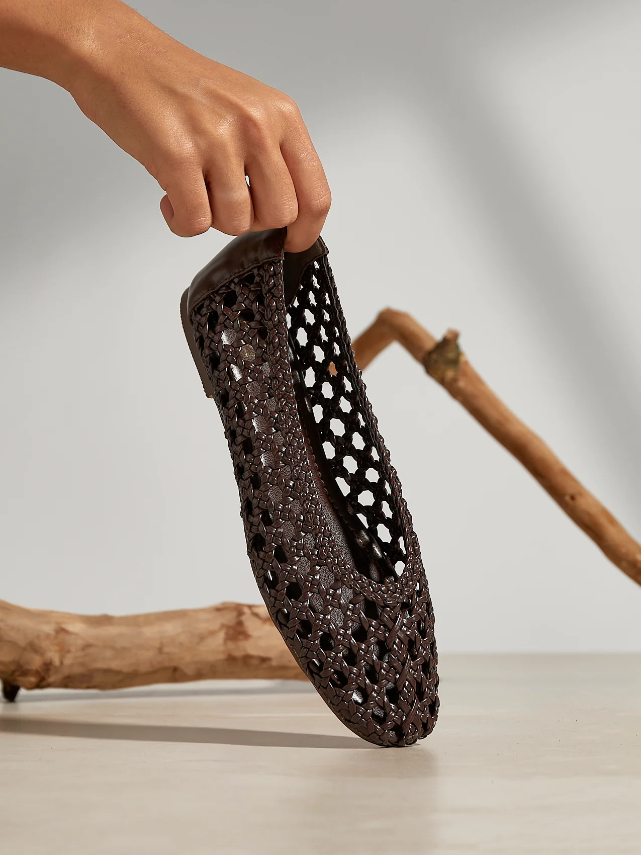 Melina Brown Handwoven Ballet Flats | Linzi Shoes