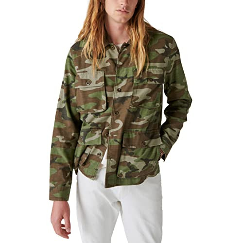 Lucky Brand Men's Slub Twill Military Jacket, Camo, Small | Amazon (US)