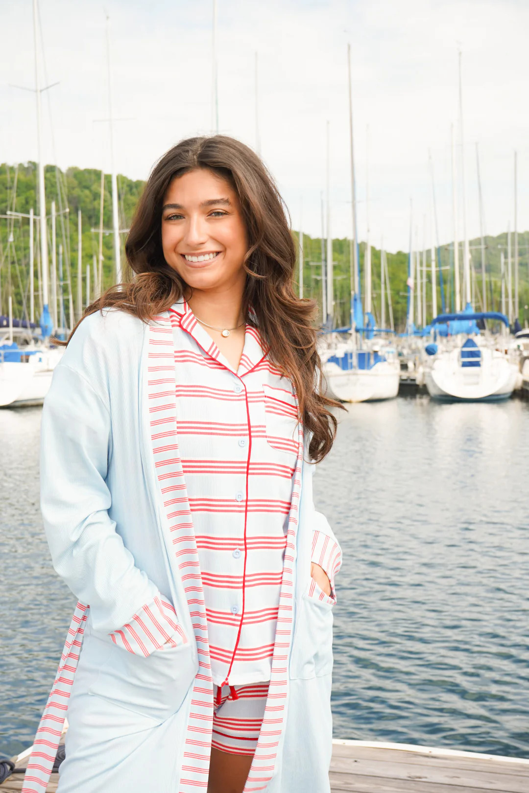 Americana Ribbed Bamboo Lounge Robe | KenzKustomz