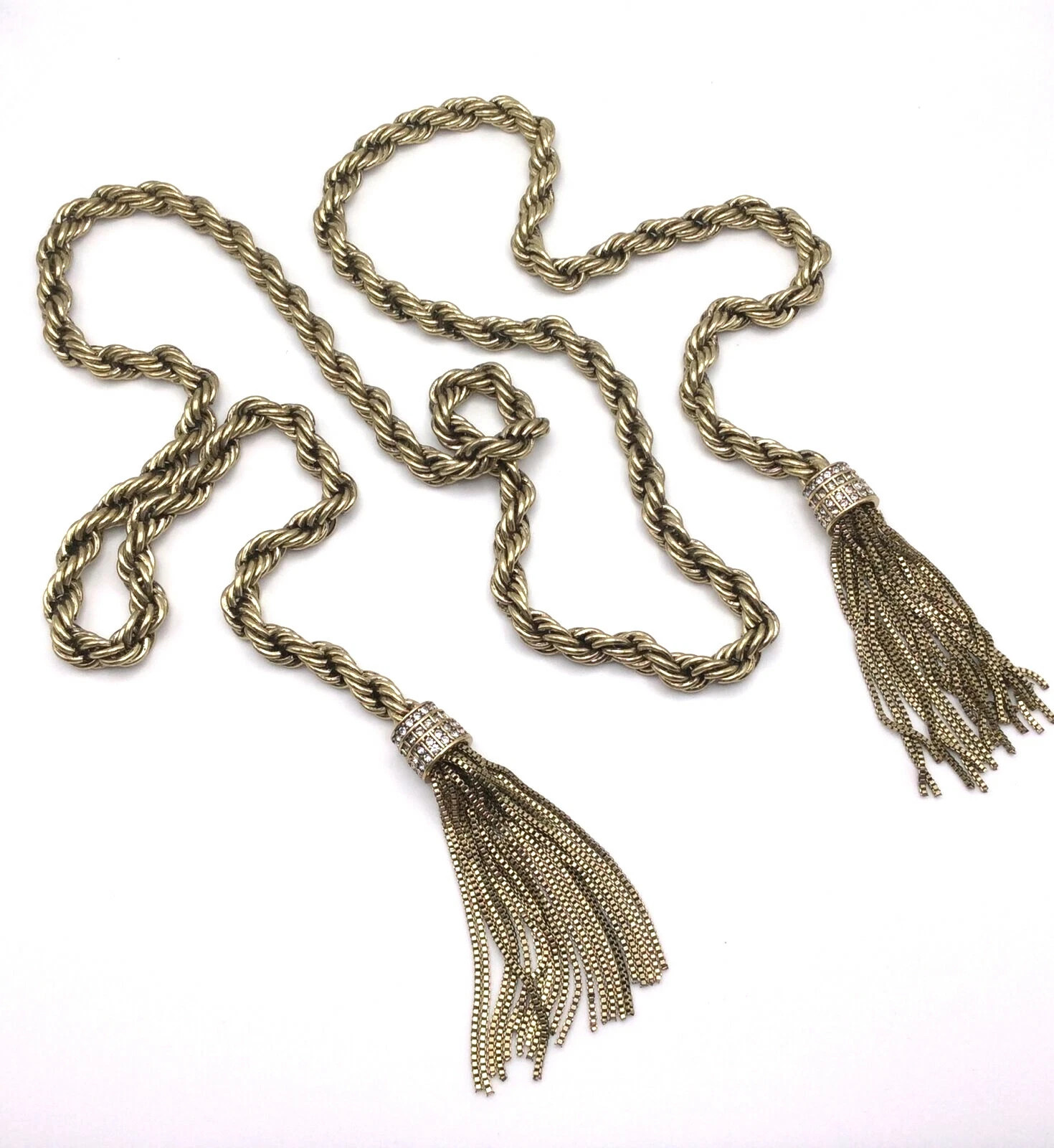 HEIDI DAUS "Old School Jewels" Crystal Tassel Rope Lariat Necklace - Clear - NWT | eBay US