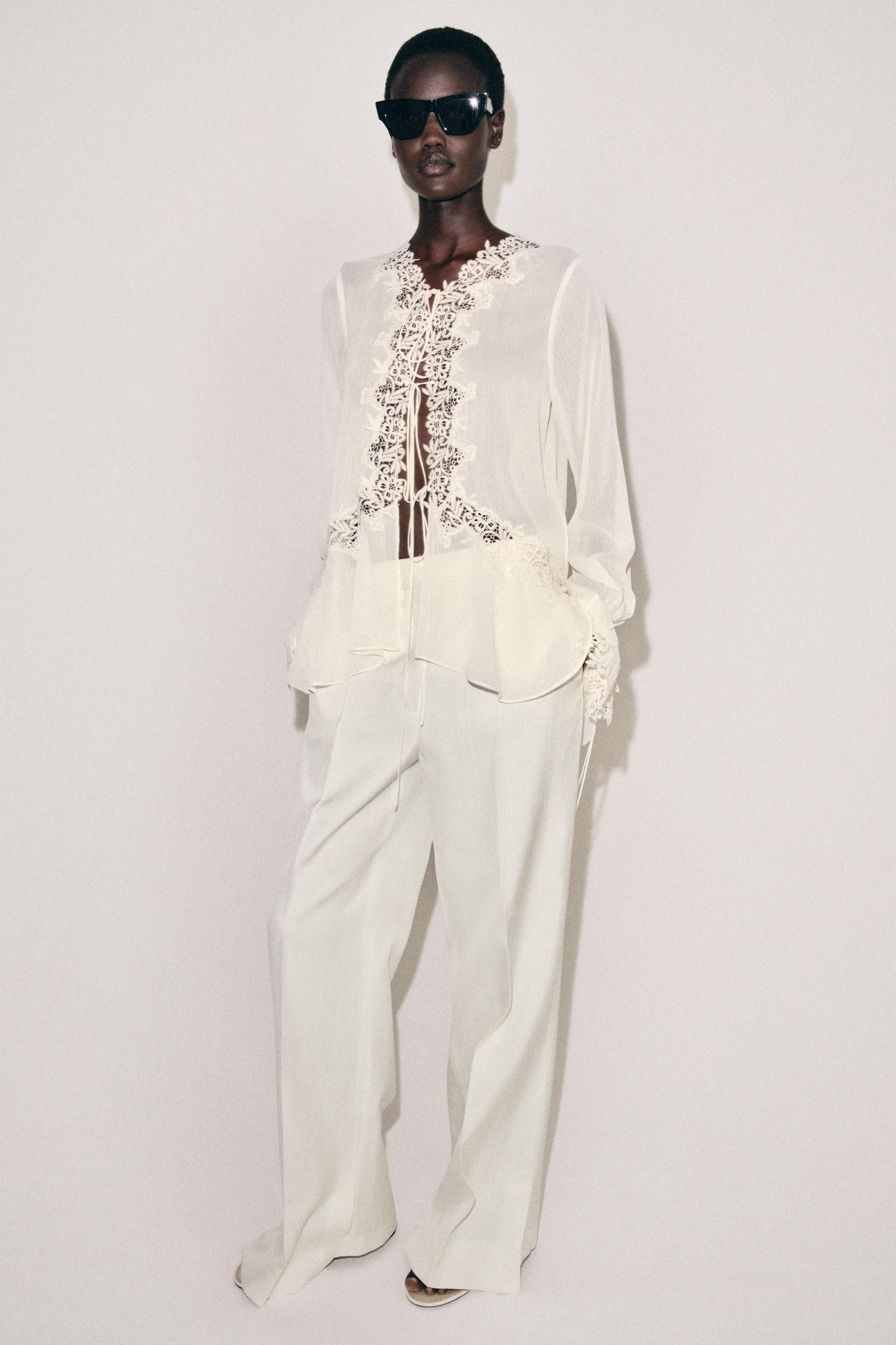 ZW COLLECTION LACE COMBINED BLOUSE | Zara UK