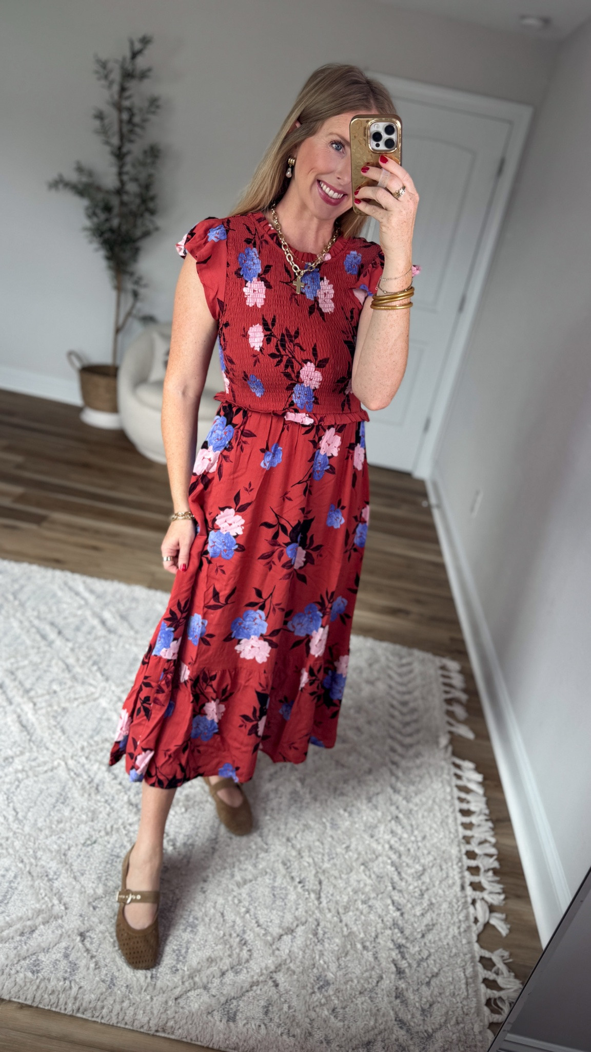 Daily try on, Walmart outfit, Walmart fashion, Walmart try on, time and tru, midi dress

#LTKootd