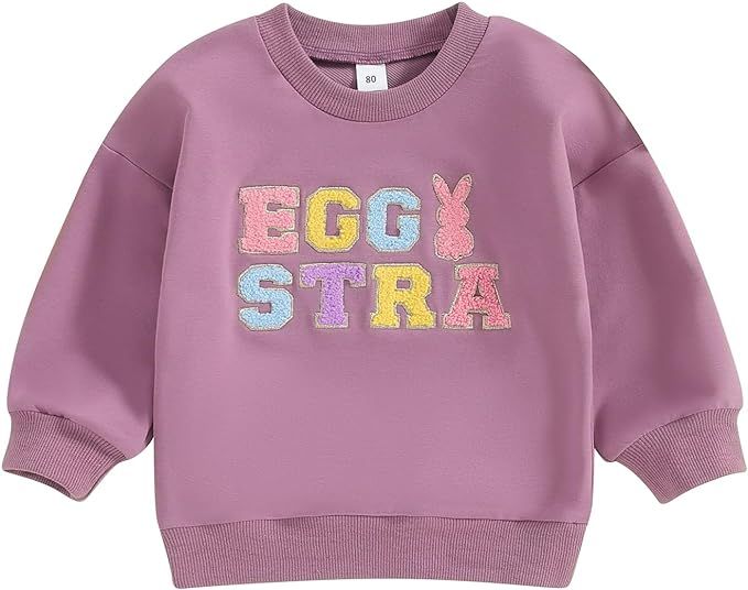 Twopumpkin Toddler Easter Shrit Baby Girl Outfit Crewneck Bunny Sweatshirt Long Sleeve Shirts Hol... | Amazon (US)