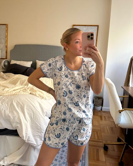 Blue and white floral LAKE pajamas. Wearing the size small, I’d size up one size. They’re super super soft and comfortable. Highly recommend 💙 #pajamaset #pajamas #LAKEpajamas 

#LTKfindsunder100 #LTKstyletip #LTKSeasonal