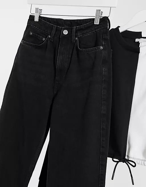 Weekday Rowe organic cotton slim straight leg jeans in echo black | ASOS | ASOS (Global)