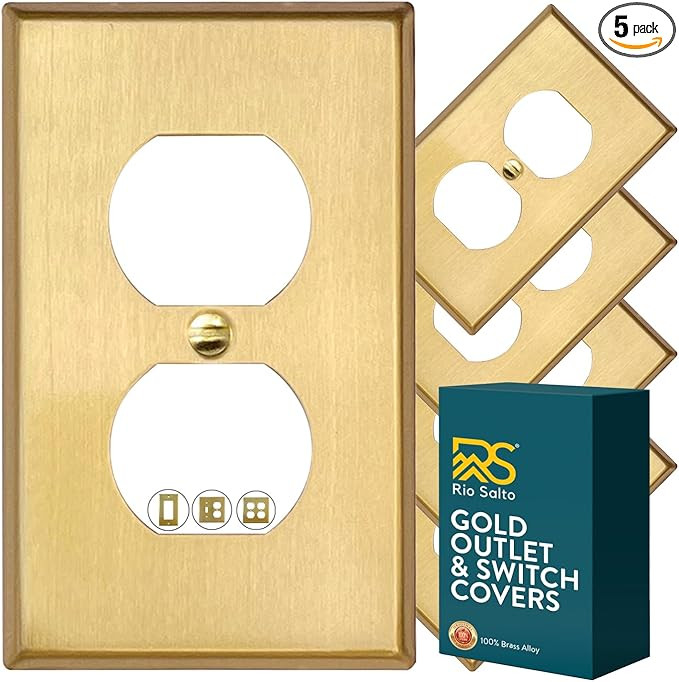Rio Salto BRASS Metal Gold Outlet Cover or Light Switch Cover Wall Plate Corrosion Resistant Sing... | Amazon (US)