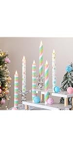 Baquler 6 Pcs Christmas Flameless Taper Candles 10.6 Inch Sea Salt Candy Cane Candles Battery Ope... | Amazon (US)