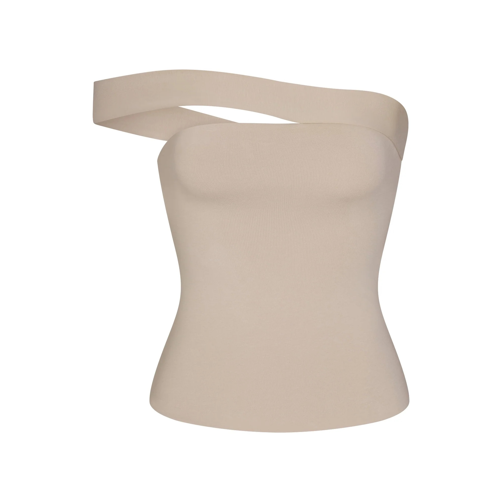 COTTON JERSEY ASYMMETRICAL TOP | STONE | SKIMS | SKIMS (US)
