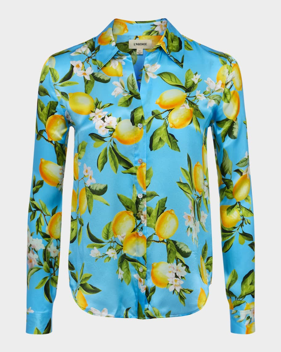 L'Agence Floral Lemon Tyler Silk Blouse | Neiman Marcus