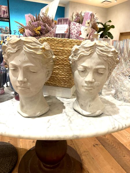 Grecian bust pot 
Patio, home decor accents. Great girlfriend gifts. 
