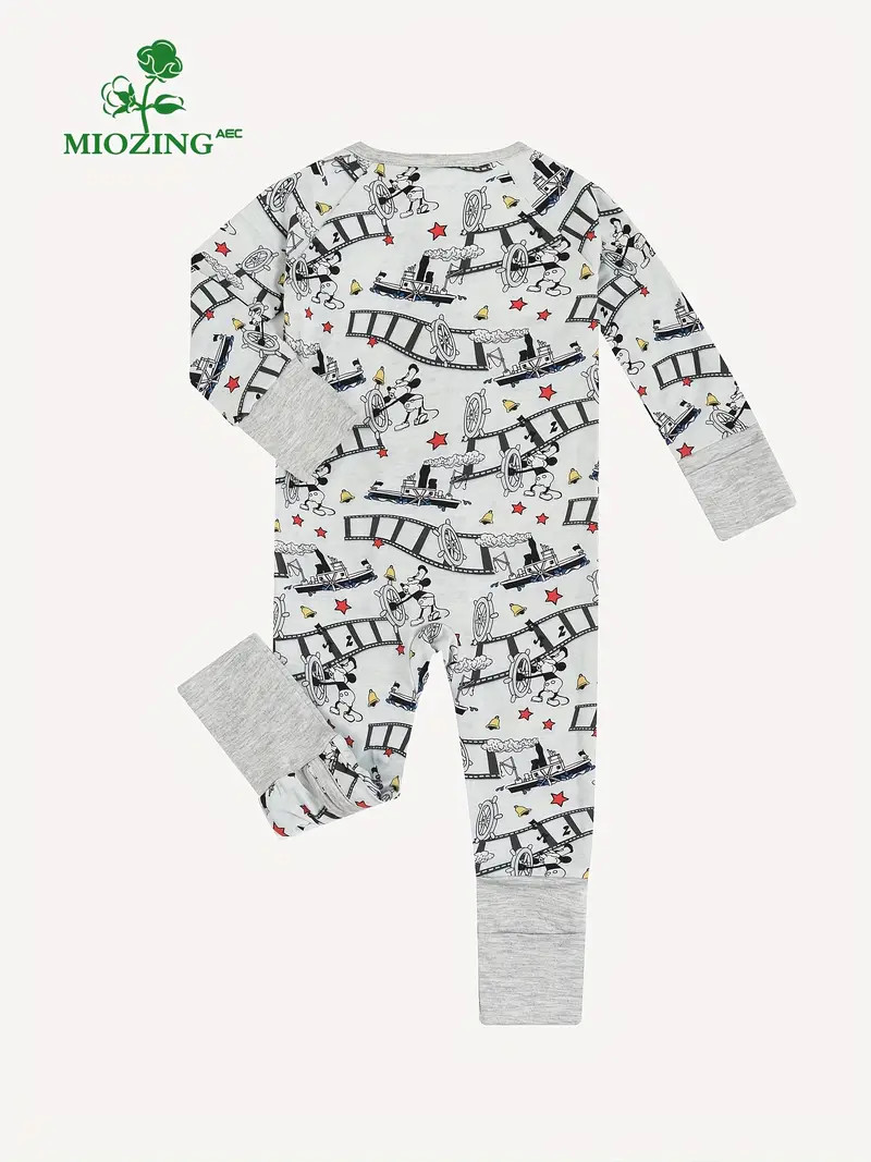 MIOZING Bamboo Fiber Bodysuit For Infants, Cartoon Mouse & Rudder Pattern Long Sleeve Romper, Bab... | Temu Affiliate Program