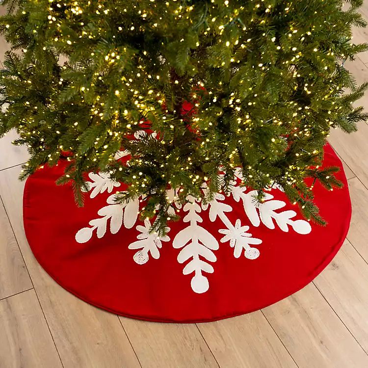 Red and White Snowflake Tree Skirt | Kirkland's Home