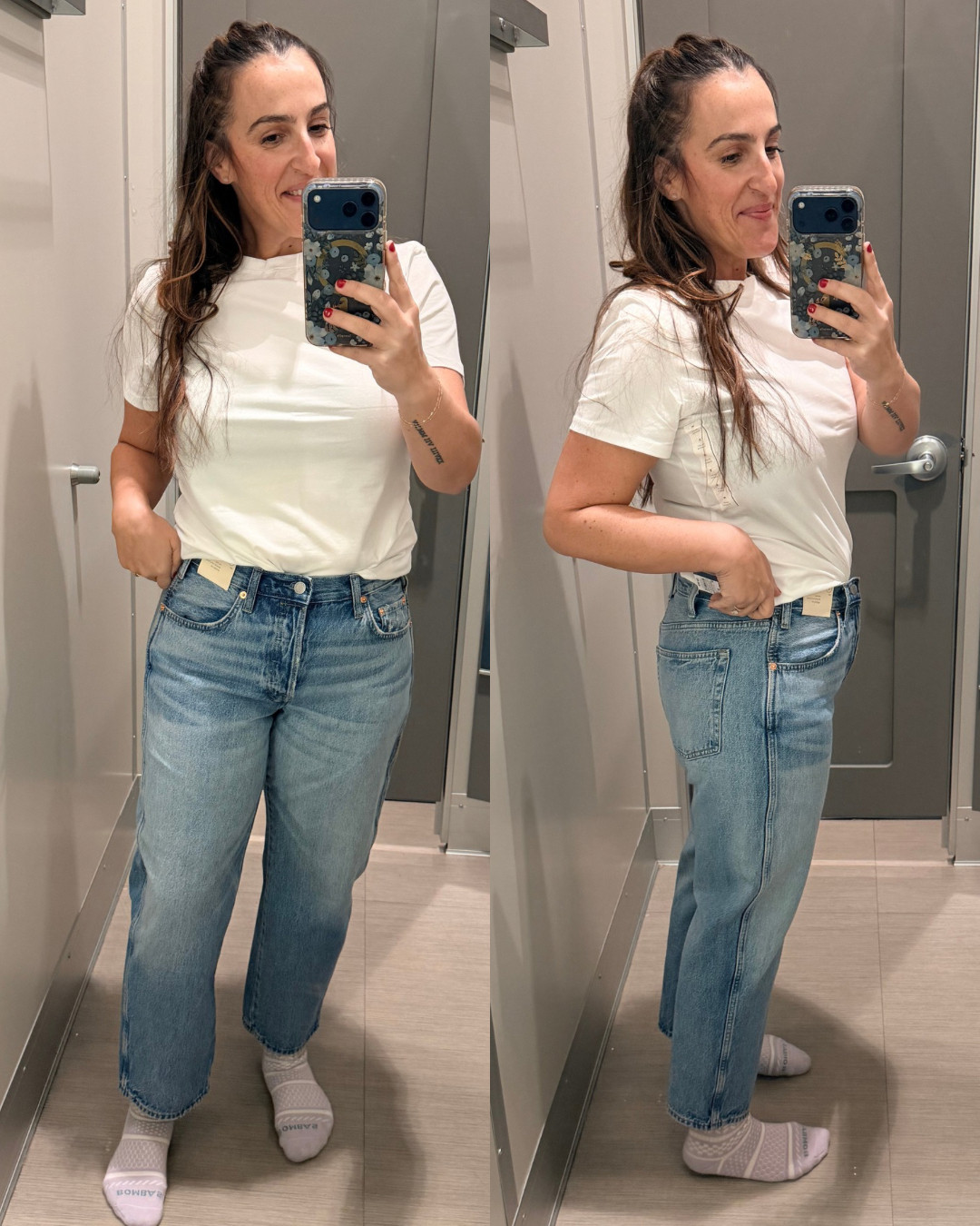 A boyfriend jean that is very much like a much more expensive brand. They run cropped. I'm in an 8. No stretch.  

 #LTKSeasonal #LTKOver40 #LTKFindsUnder50