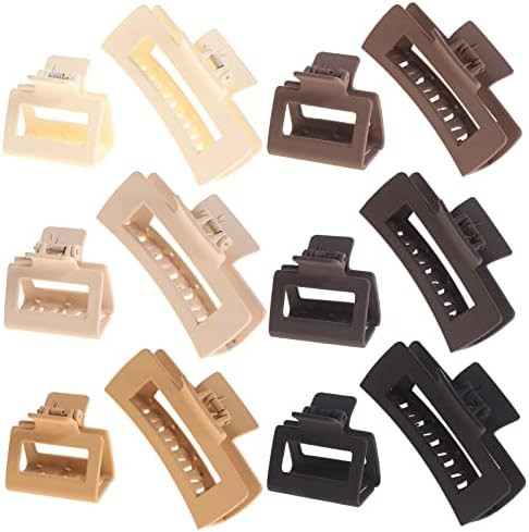 Alemaky 12 Pack Square Claw Clips, Big and Small Neutral Rectangle Hair Claw Clips, Non-slip Matt... | Amazon (US)