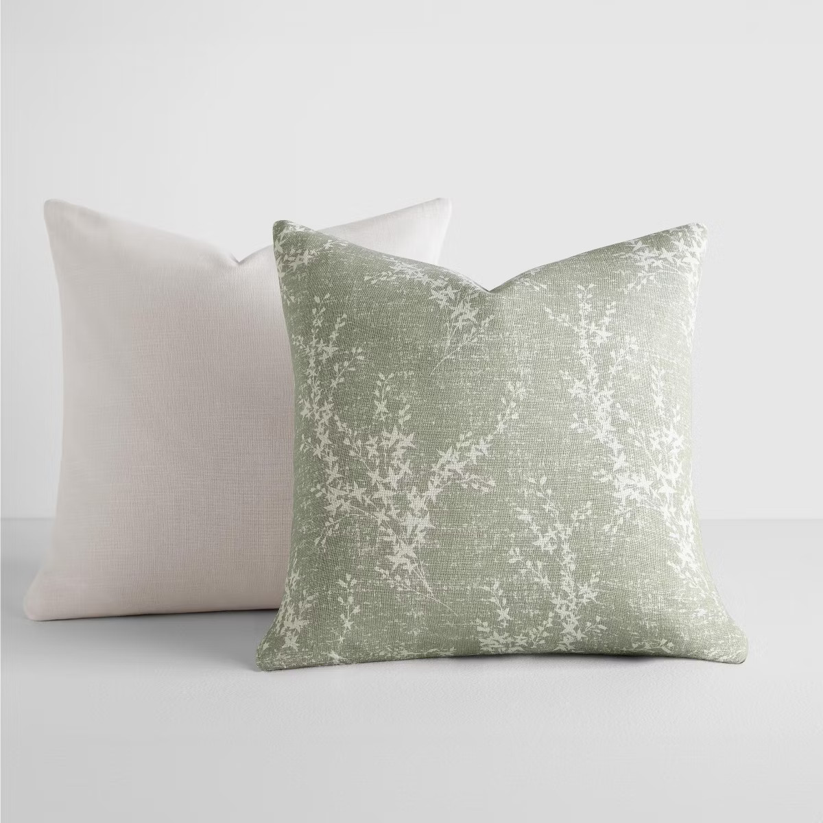 2-Pack Cotton Slub Willow Green Throw Pillows and Pillow Inserts Set - Becky Cameron, Willow Gree... | Target
