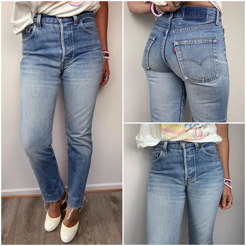 Levis 501 vintage w26 L29 jeans 501s blue stonewash faded 80s Levi’s denim buttonfly France sli... | Etsy (US)