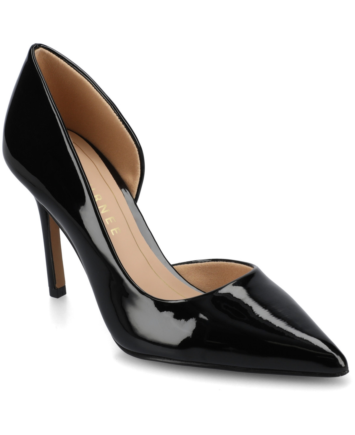 Journee Collection Women's Blanca Pointed Toe Pumps - Black Patent | Macy's