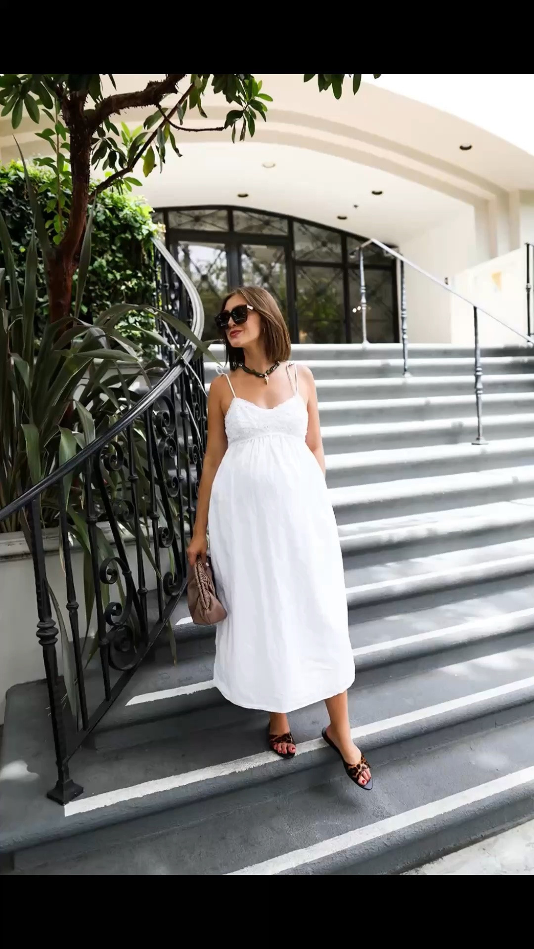 White dress, leopard sandals, clutch, casual outfits, maternity style

#LTKootd #LTKBump