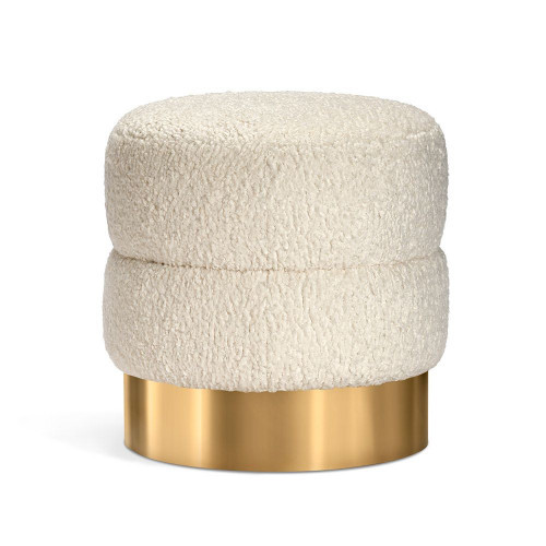 Interlude Home Charlize Stool Boucle/ Brass | Gracious Style