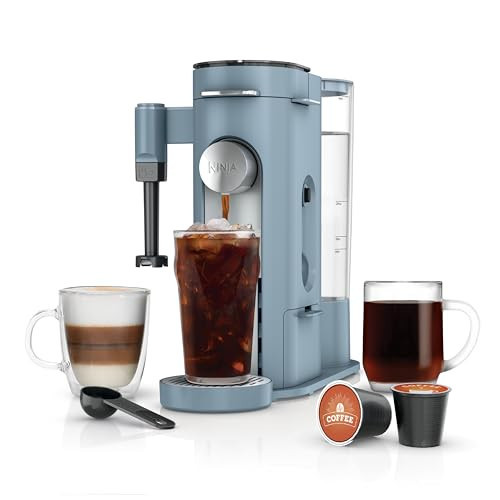 Ninja Pod & Grounds Specialty XL Single-Serve Coffee Maker, K-Cup Pod Compatible, Brews Grounds, Compact Design, Built-In Milk Frother, 68-oz. Reservoir, 6oz. Cup-24oz. Mug Sizes, Denim Blue, PB055ABL | Amazon (US)