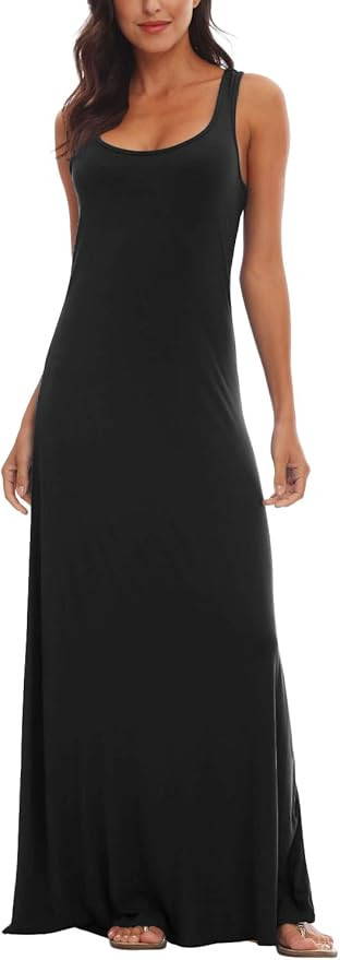 Urban CoCo Women's Scoop Neck Solid Sleeveless Summer Beach Tank Top Casual Maxi Dress | Amazon (US)